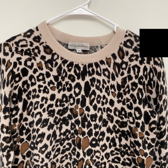 White + Warren 100% Cashmere Leopard Sweater - Picture 11 of 13